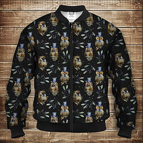 Бомбер з 3D принтом на тему Сови і Філіни в шляпах Дорослі і Дитячі розміри ВСІ Розміри