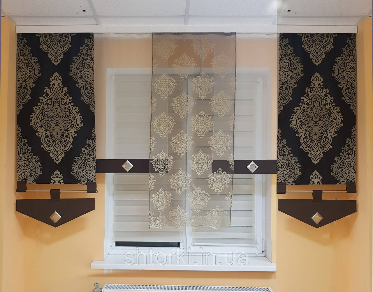 Комплект панельних фіранок Firanka Damask 250см венге (22_4п)