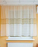 Тюль до підвіконня Firanka Line карниз 200см молочний із зеленим (34_8а), фото 2