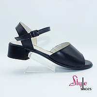 Женские босоножки черного цвета на каблуке 3см Style Shoes