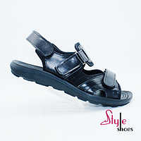 Сандалии кожаные мужские на липучках черного цвета «Style Shoes»