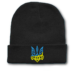 Шапка з красивим тризубом, чорна