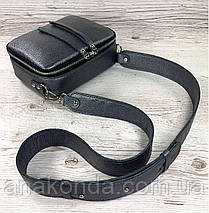 61-2-2р Натуральна шкіра срібло нікель Сумка жіноча через плече Крос-боді шкіряна з двома ременями Сумка шкіряна срібна, фото 4