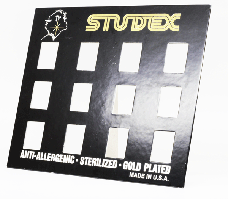 Стенд картонний для 12 пар сережок на пістолет Studex