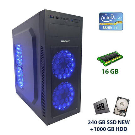 GameMax Tower NEW / Intel Core i7-2600 (4 (8) ядра по 3.4 - 3.8 GHz) / 16 GB DDR3 / 240 GB SSD NEW+1000 GB HDD, фото 1