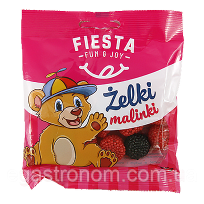 Желейки малина Фієста Fiesta zelki malinki 80g 15шт/ящ (Код: 00-00005668)