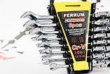 Набір ключів ріжково-накидних із тріскачкою 8 од. 8-19 мм Ferrum, фото 5
