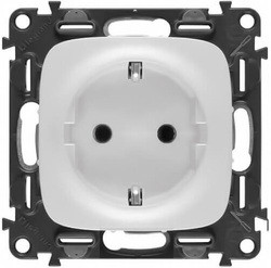 Розетка із заземленням і шторками і спеціальними гвинтовими затискачами Legrand Valena Allure Білий 753028+755255