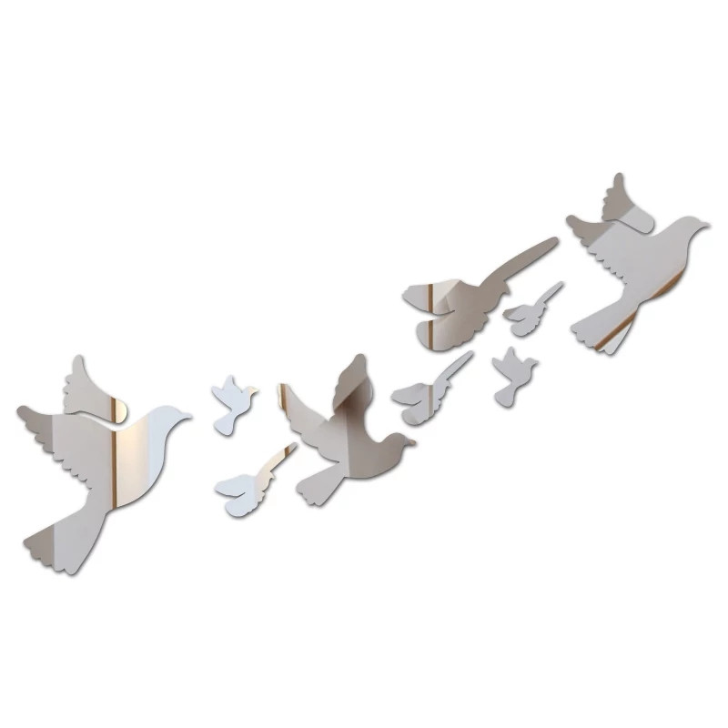 Акрилові дзеркальні наклейки Птахи дзеркальні набір 9 шт Б154-9