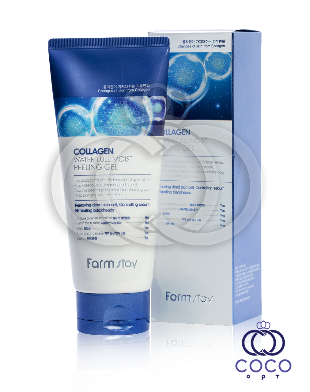 Гель-пілінг для обличчя Farm stay Collagen Water Full Moist Peeling Gel з колагеном 180 мл
