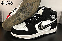 Чоловічі кросівки Nike Jordan високі шкіряні чорно-білі ()
