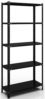 Стелаж РЕК-4, чорний 1700х750х300мм, 35кг, 5 полиць, металевий з полицями, для дому, балкону, комори