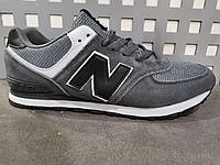 Мужские кроссовки New Balance 574 комбинированные замша/сетка серые