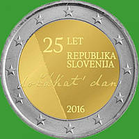 Словенія 2 євро 2016 р. 25 років незалежності Словенії. UNC.