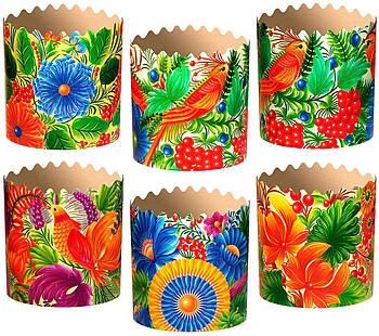 Форма для пасхи паперова "Петреківка", форма для випікання куліча 130х85 мм, набір 50 шт.