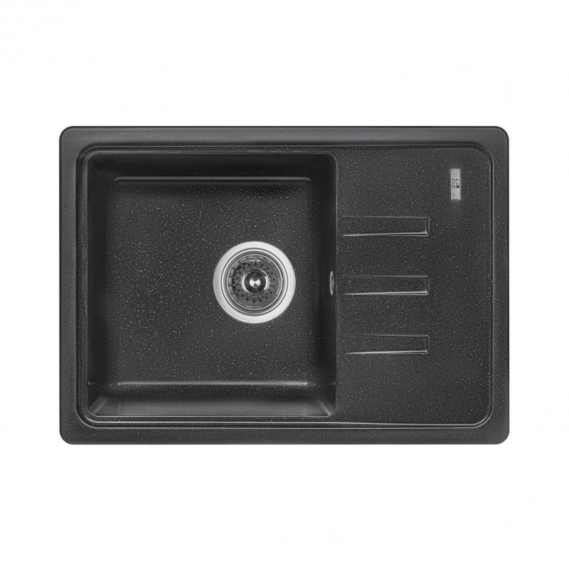 Мийка для кухні LIDZ гранітна 610x430мм прямокутна чорна LIDZBLM14620435200, фото 1