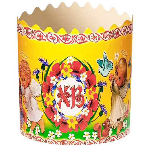 Форма для пасхи паперова "Ангел", форма для випікання куліча 130х85 мм, набір 50 шт. Жовтий, фото 1