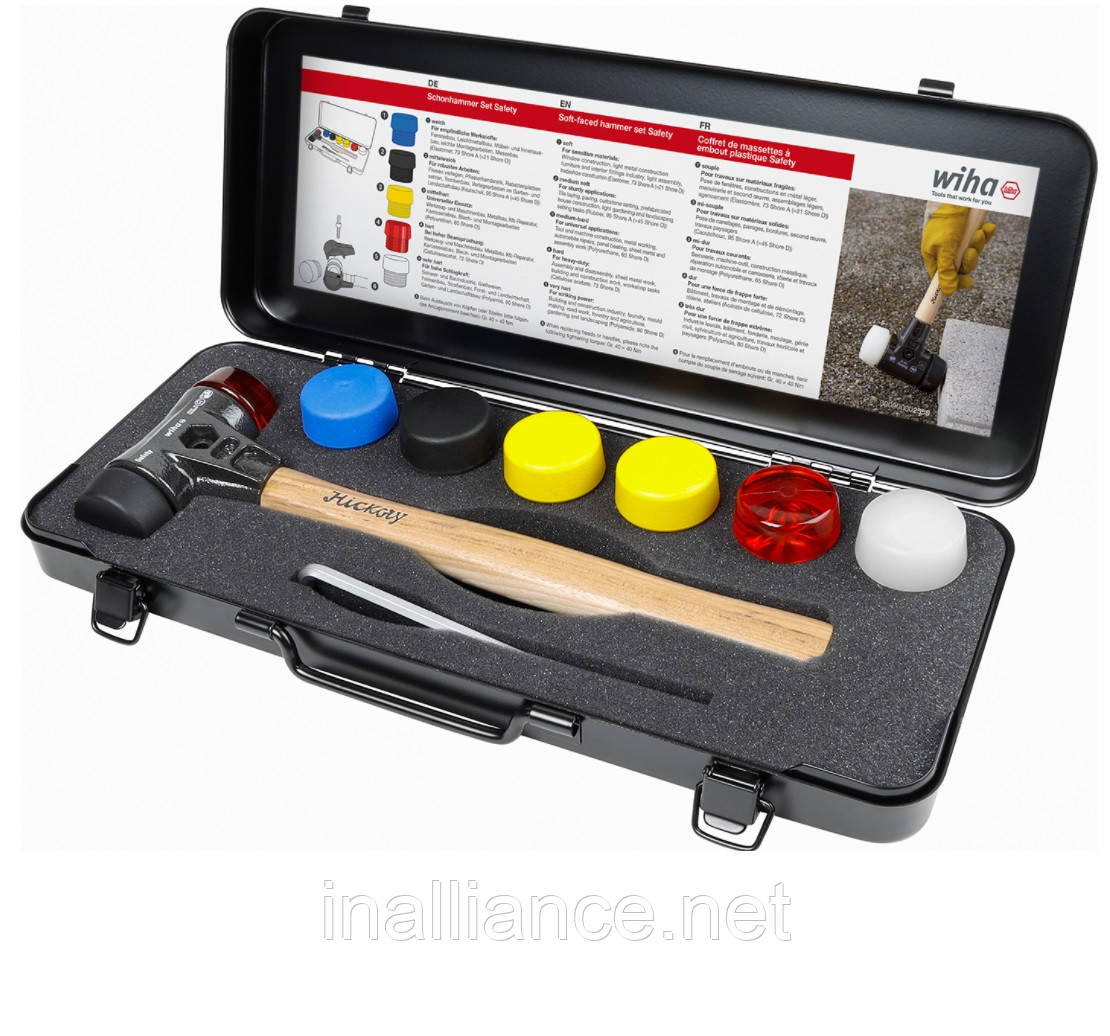 Молоток із набором головок 8 предметів у кейсі Safety Wiha 44008, фото 1