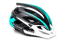 Шлем велосипедный с бел. козырьком СIGNA WT-016 черно-бело-бирюзовый