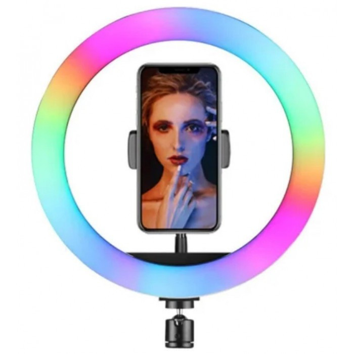 Кільцева LED RGB лампа 30 см 25 W з тримачем для телефону селфи кільце для блогера
