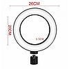 Кільцева LED лампа 26 см 15 W з тримачем для телефону селфи кільце для блогера ЗІ ШТАТИВОМ, фото 4