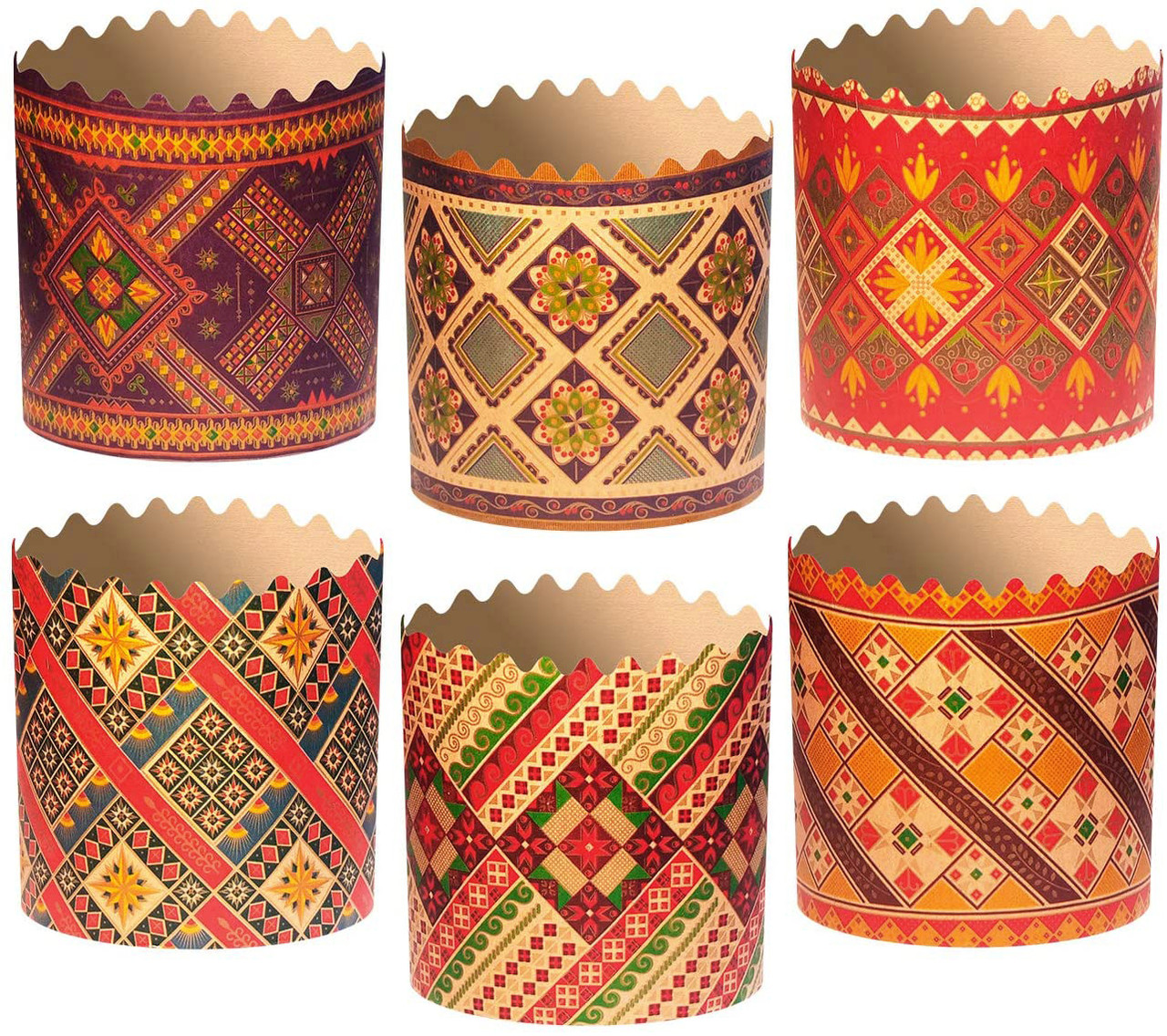 Форма для пасхи паперова "Візерунок", форма для випікання куліча 110х85 мм, набір 50 шт., фото 1