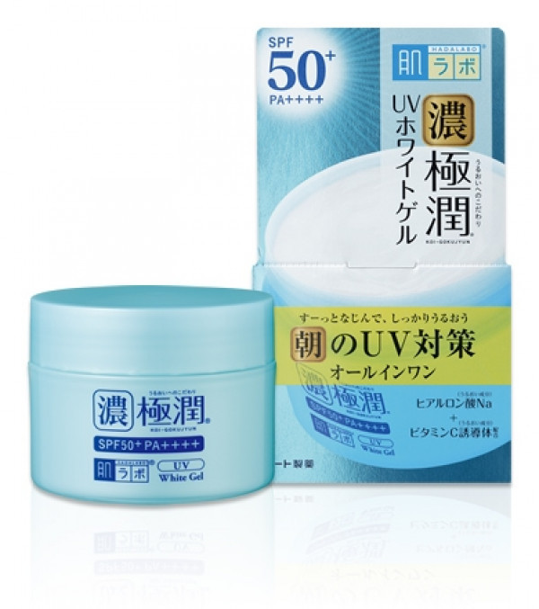 HADA LABO Koi-Gokujyun UV White Gel SPF50+ PA++++  Сонцезахисний гіалуроновий гель для обличчя, 90 г