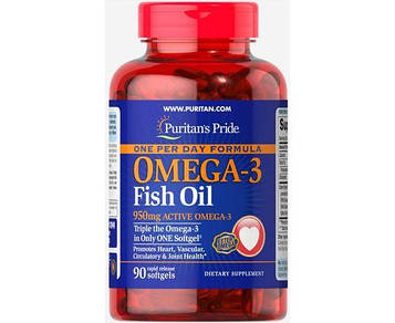 Омега-3 - Puritan's Pride Omega-3 950 mg Active Omega-3 / 90 softgels