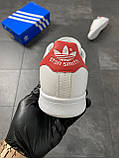 Кросівки Adidas Stan Smith White Red, білі шкіряні кросівки адідас стен сміт стан, фото 6