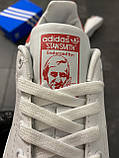 Кросівки Adidas Stan Smith White Red, білі шкіряні кросівки адідас стен сміт стан, фото 3