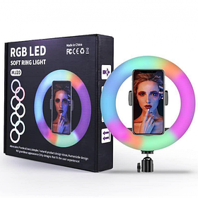 Кільцева світлодіодна Led Лампа 30см. різнобарвна з затиском для телефону RGB RING LIGHT