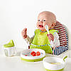 Набір дитячої пластикового посуду для годування малюка IKEA SMÅGLI біло-зелена тарілка / миска ІКЕА СМОГЛІ, фото 5