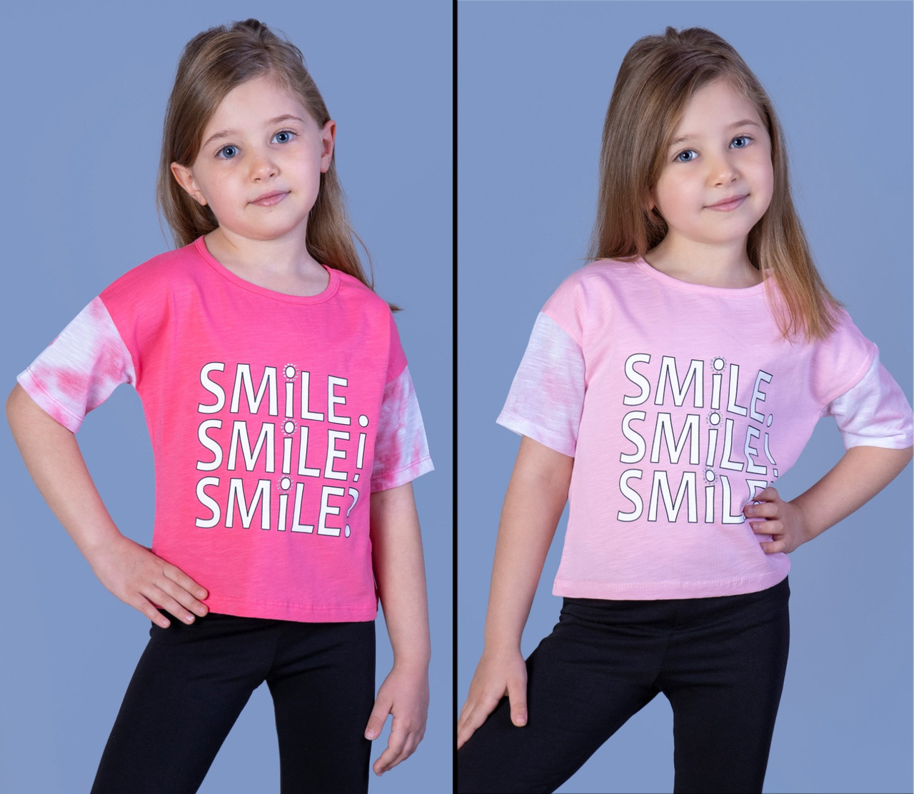 Дитяча футболка (дівчинка), 3-4-4-5 років, SMILE SMILE SMILE, фото 1