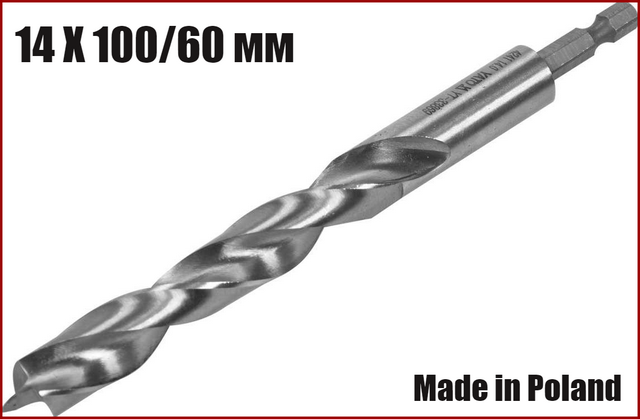 Свердло по дереву спіральне 14 X 100/60 мм HEX 1/4" Yato YT-33869