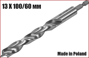 Свердло по дереву спіральне 13 X 100/60 мм HEX 1/4" Yato YT-33868