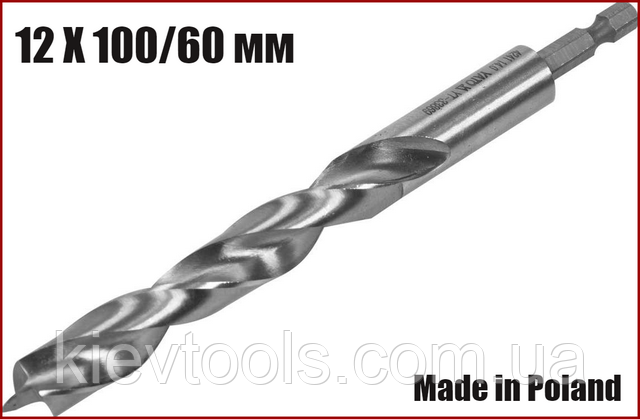 Свердло по дереву спіральне 12 X 100/60 мм HEX 1/4" Yato YT-33867