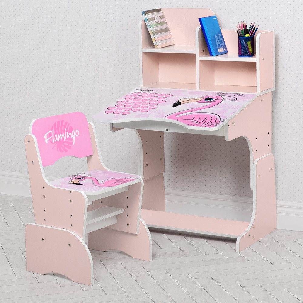 Дитяча парта зі стільчиком стильний фламінго Bambi W 2071-74-3