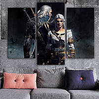 Картина інтер'єрна на полотні Відьмак, The Witcher 3, Wild Hunt 80, 120, 3