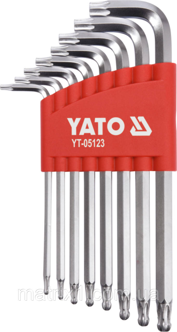 Набір ключів ТОRХ Г-подібних із кулею, Т9-Т40, CrV, 8 шт., YATO