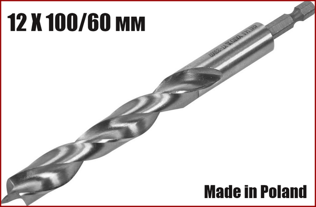 Свердло для дерева спіральне 12 X 100/60 мм HEX 1/4" Yato YT-33867