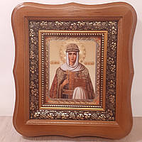 Икона Ольга святая равноапостольная Великая княгиня, лик 10х12 см, в светлом деревянном киоте