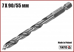 Свердло для дерева спіральне 7 X 90/55 мм HEX 1/4" Yato YT-33864