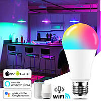 Умная Лампа WiFi 18W Е27 RGB LED светодиодная мульти цветная Smart с управлением со смартфона WiFi лампочка