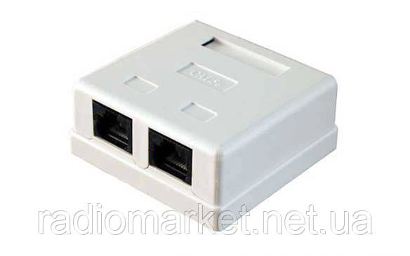 Комп'ютерна розетка двопортова RJ-45 (8Р8С) сat.5е, фото 1