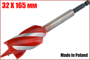 Свердло для дерева спіральне 32 X 165 мм HEX- 1/4" YATO YT-44690