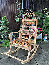 Крісло-гойдалка 2 для саду з бука і ротанга Woody Світле дерево