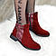 Черевики жіночі об'єднані на маленькому підборах, колір бордовий, фото 4