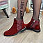 Черевики жіночі об'єднані на маленькому підборах, колір бордовий, фото 3