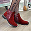 Черевики жіночі об'єднані на маленькому підборах, колір бордовий, фото 7