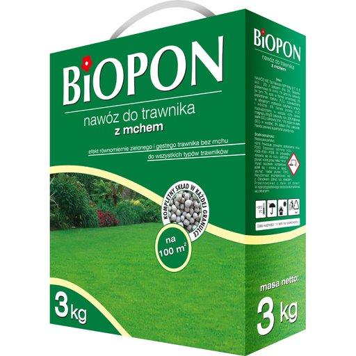 Добриво гранульоване для газонів з мохом 3 кг, BIOPON
